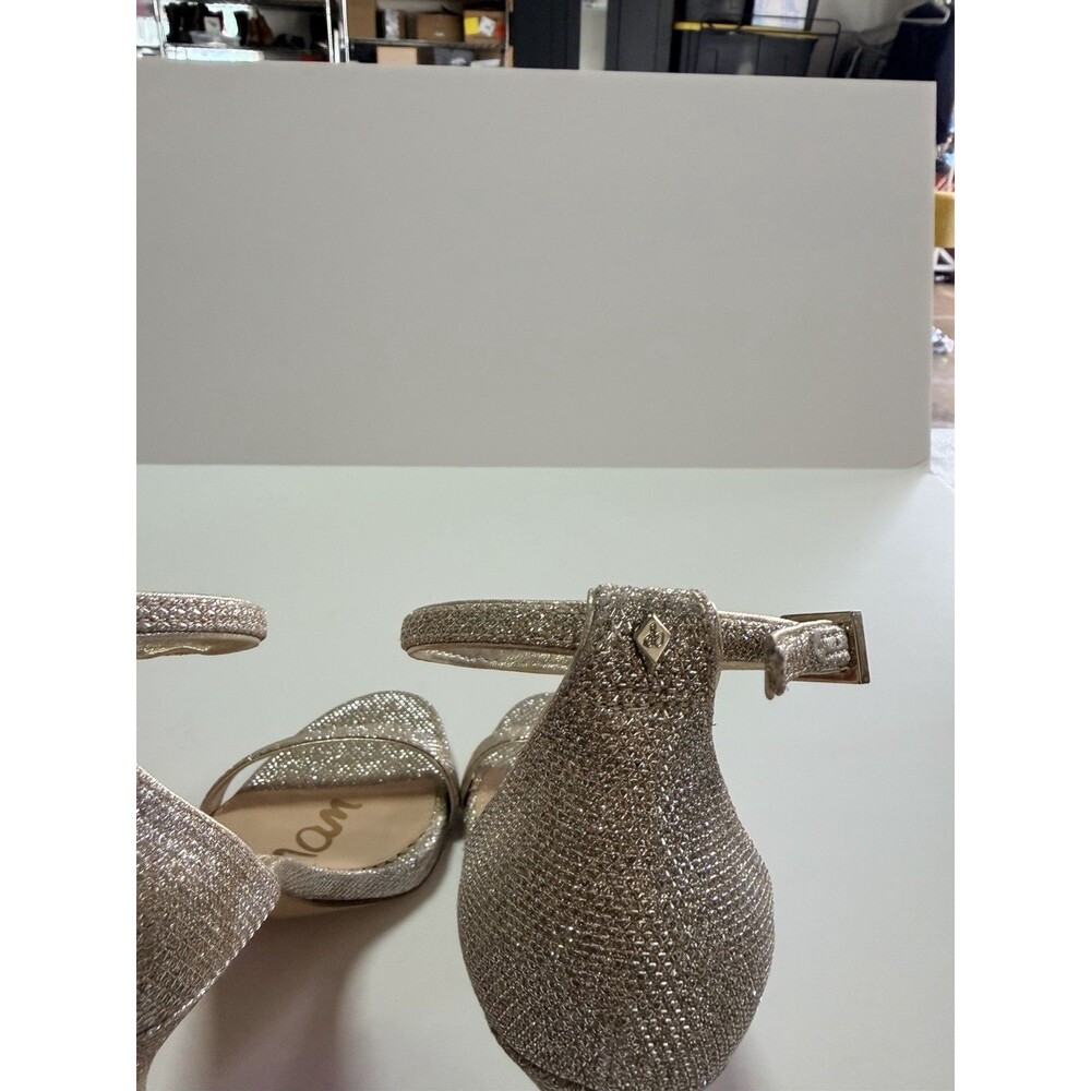 Sam Edelman Ariella Gold Sparkle Sandals w/Stiletto Ankle Strap. Women’s 7.5 - Picture 9 of 12